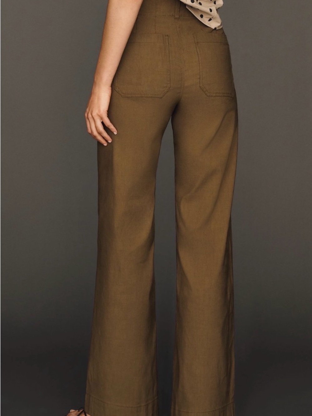 Maeve Olive High-Rise Wide-Leg Pants - Picture 3 of 4